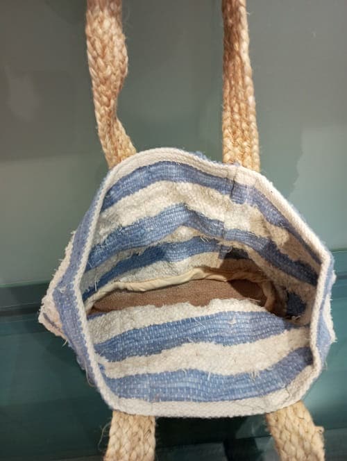 Stone Wide Stripe Cotton Beach Bag