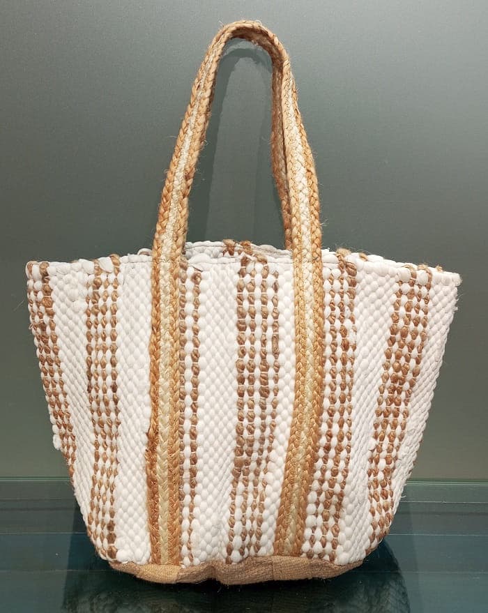 Beige Natural Cotton Beach Bag