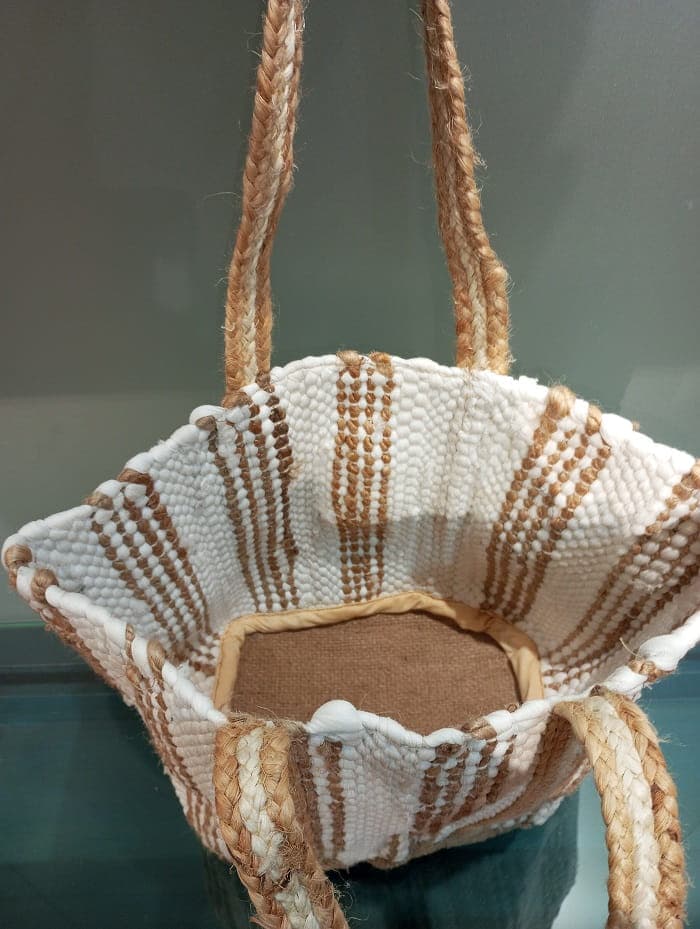 Beige Natural Cotton Beach Bag