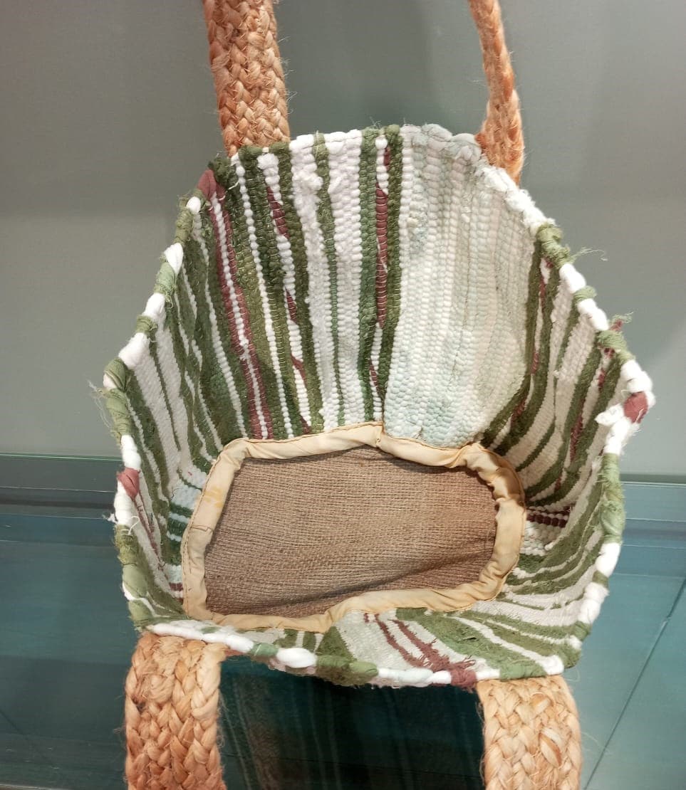 Stripe Green Cotton Beach Bag