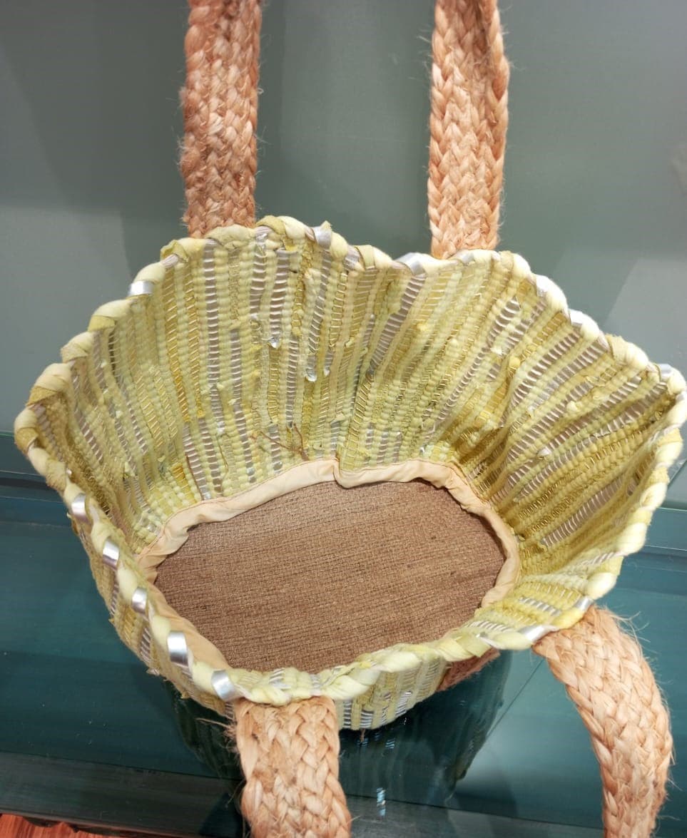 Lime Silver Leather Beach Bag