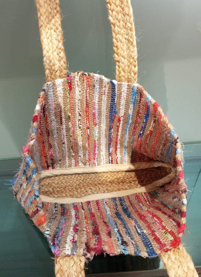 Natural Multi Chindi Beach Bag