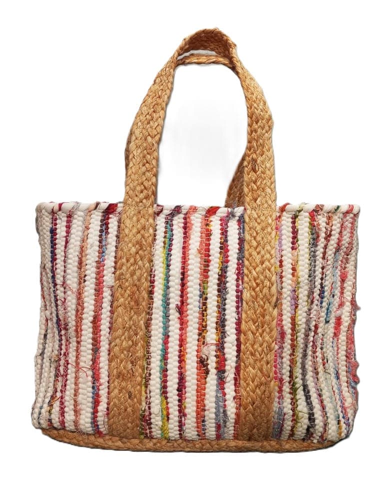 White Multi Chindi Beach Bag