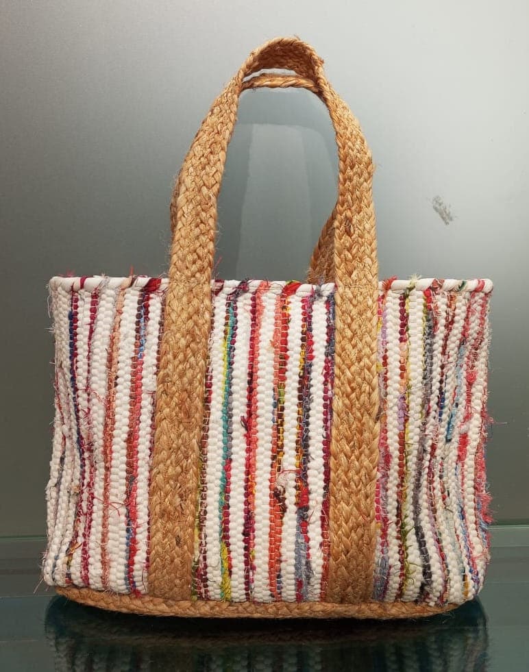 White Multi Chindi Beach Bag