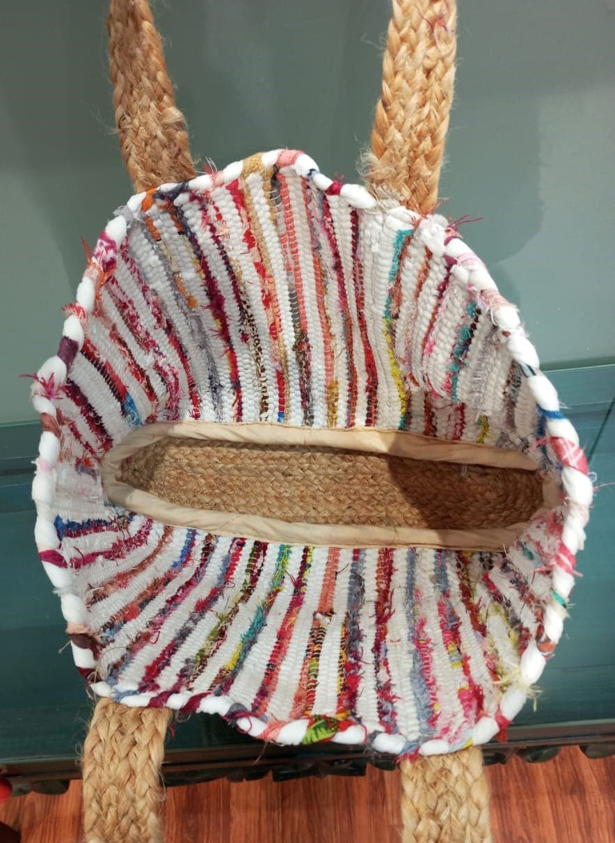 White Multi Chindi Beach Bag