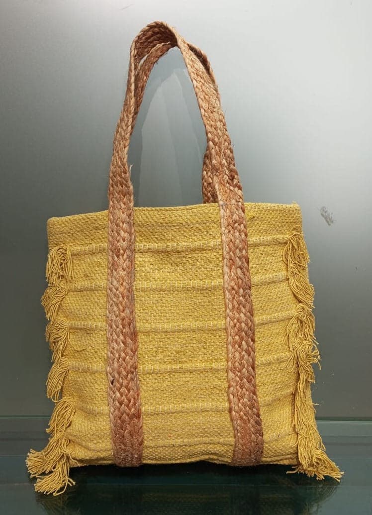 Sider Fringe Yellow Beach Bag