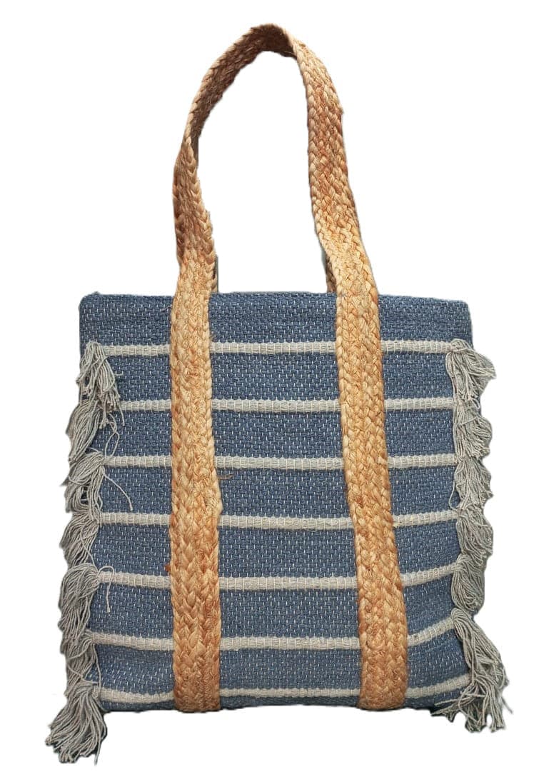 Sider Fringe Blue Beach Bag