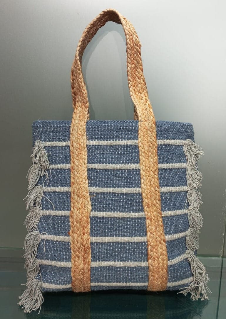 Sider Fringe Blue Beach Bag