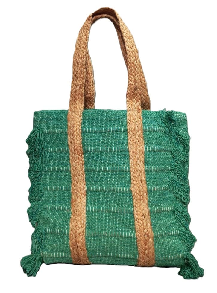 Sider Fringe Green Beach Bag