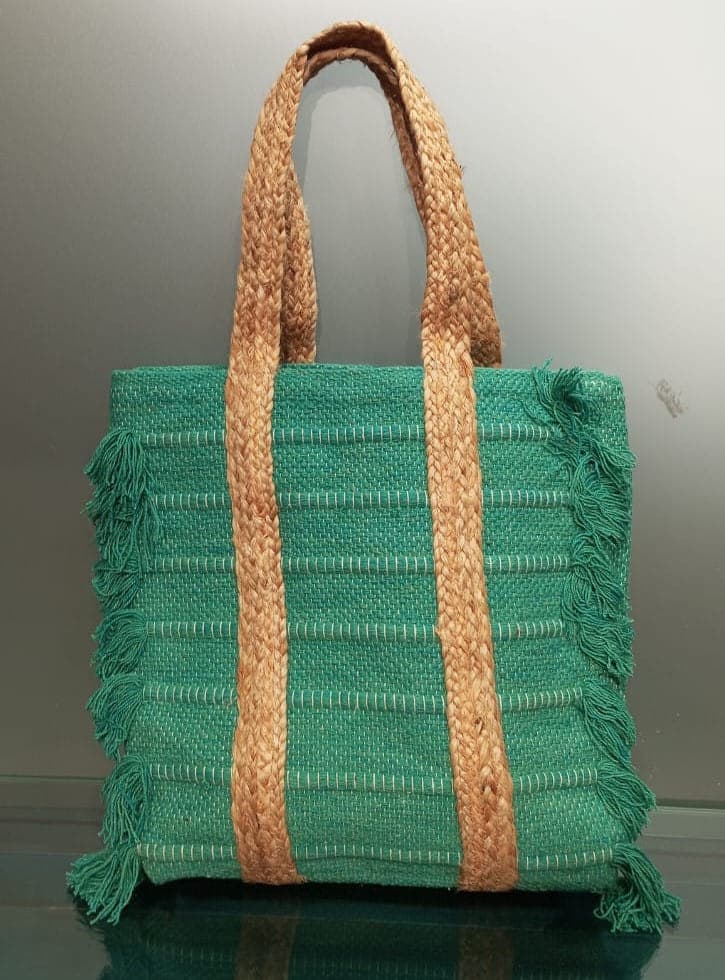 Sider Fringe Green Beach Bag
