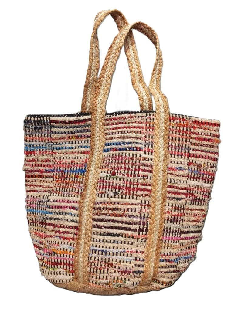 Recycled Multi Cotton Jute Beach Bag
