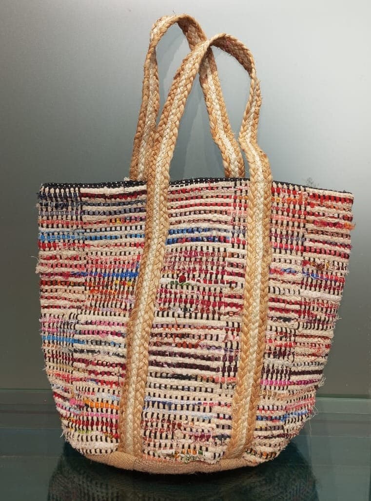 Recycled Multi Cotton Jute Beach Bag