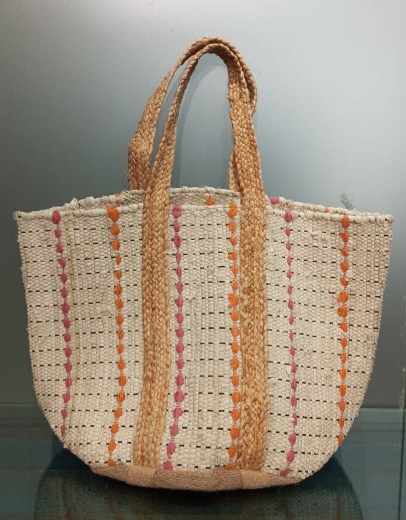 Natural Cotton Jute Beach Bag