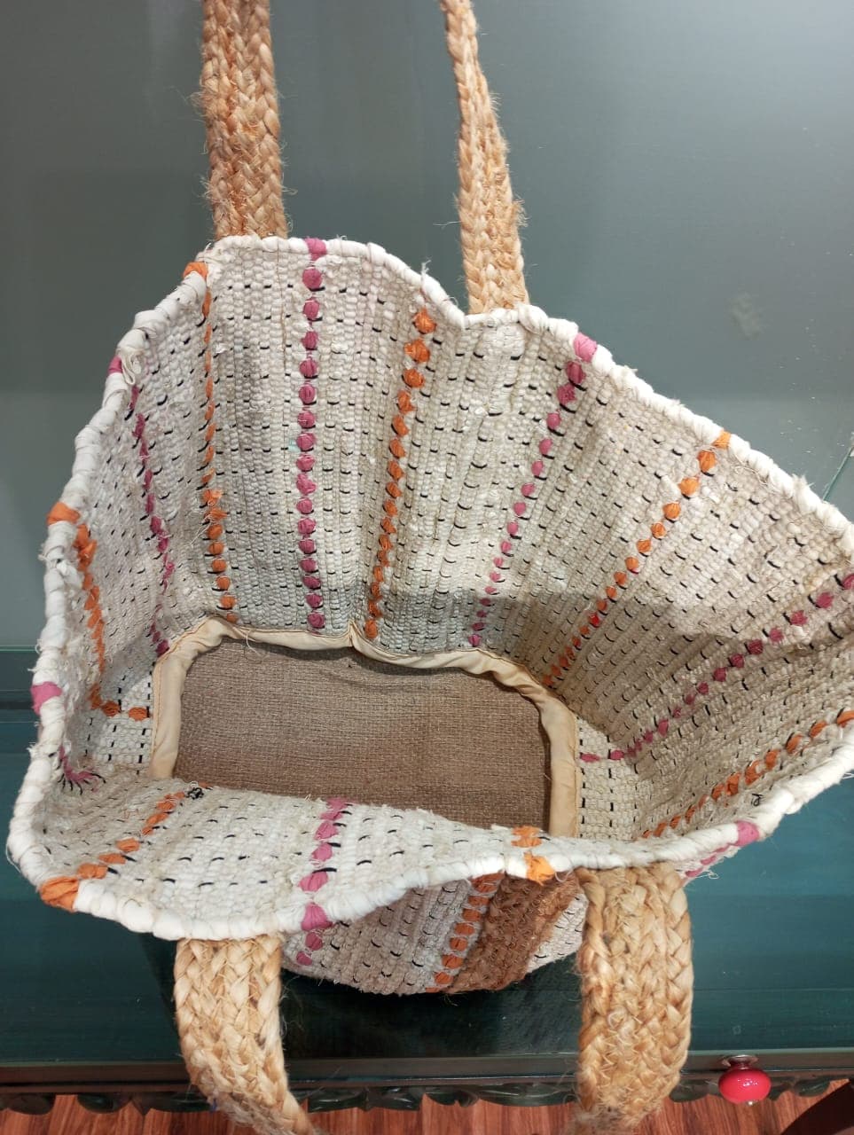 Natural Cotton Jute Beach Bag