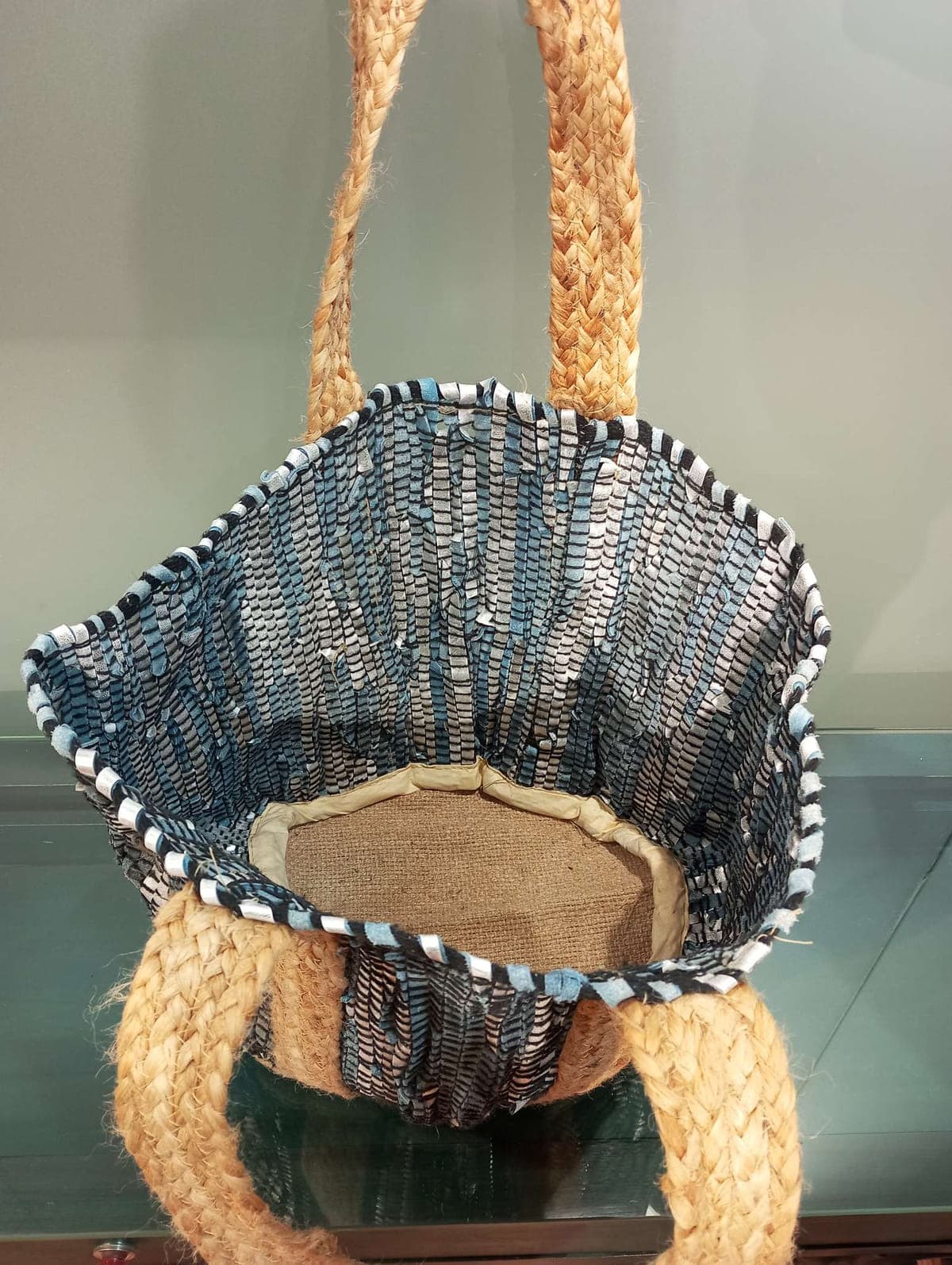 Silver Grey Leather Beach Bag