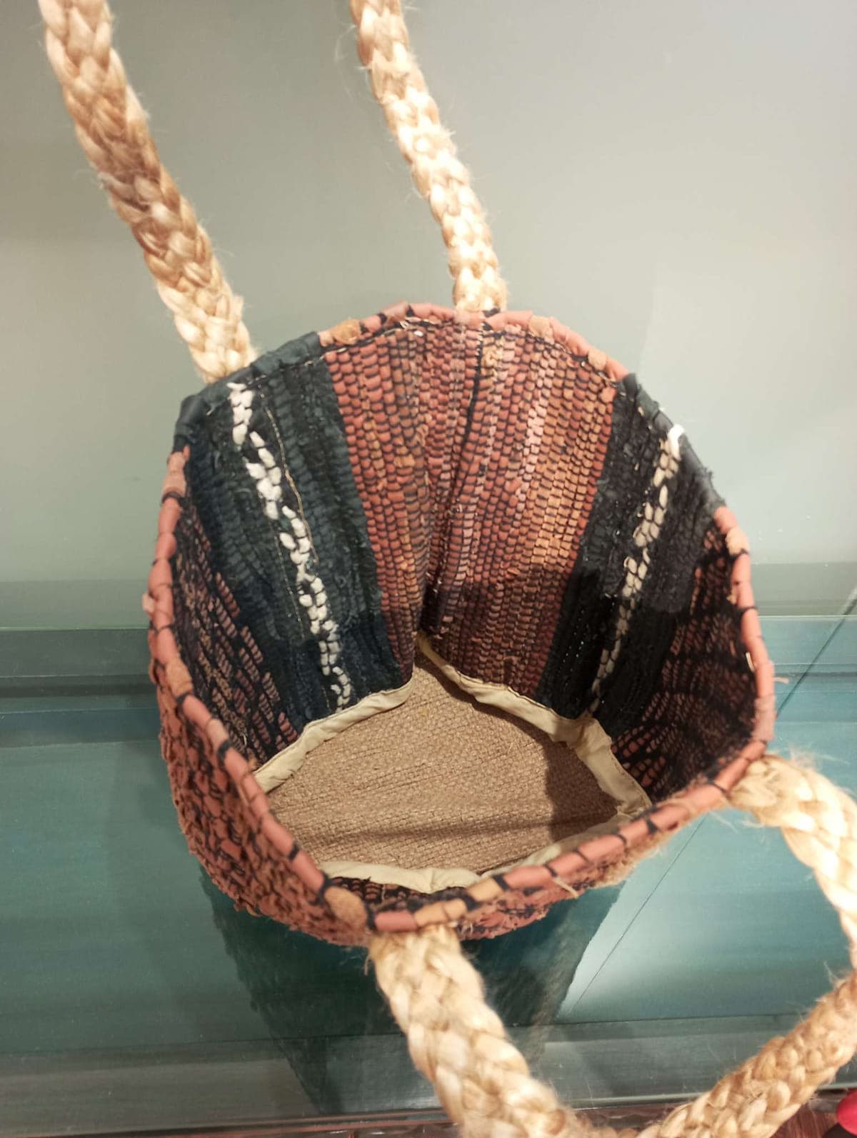 Apricot Black Leather Beach Bag