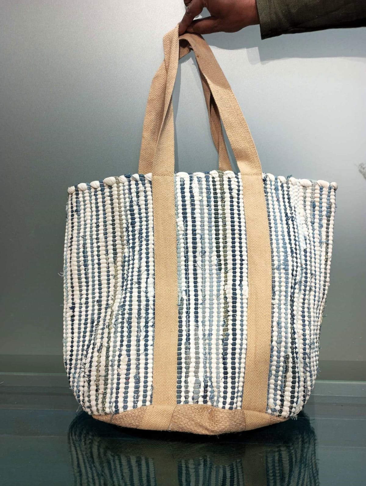 White Denim Chindi Beach Bag