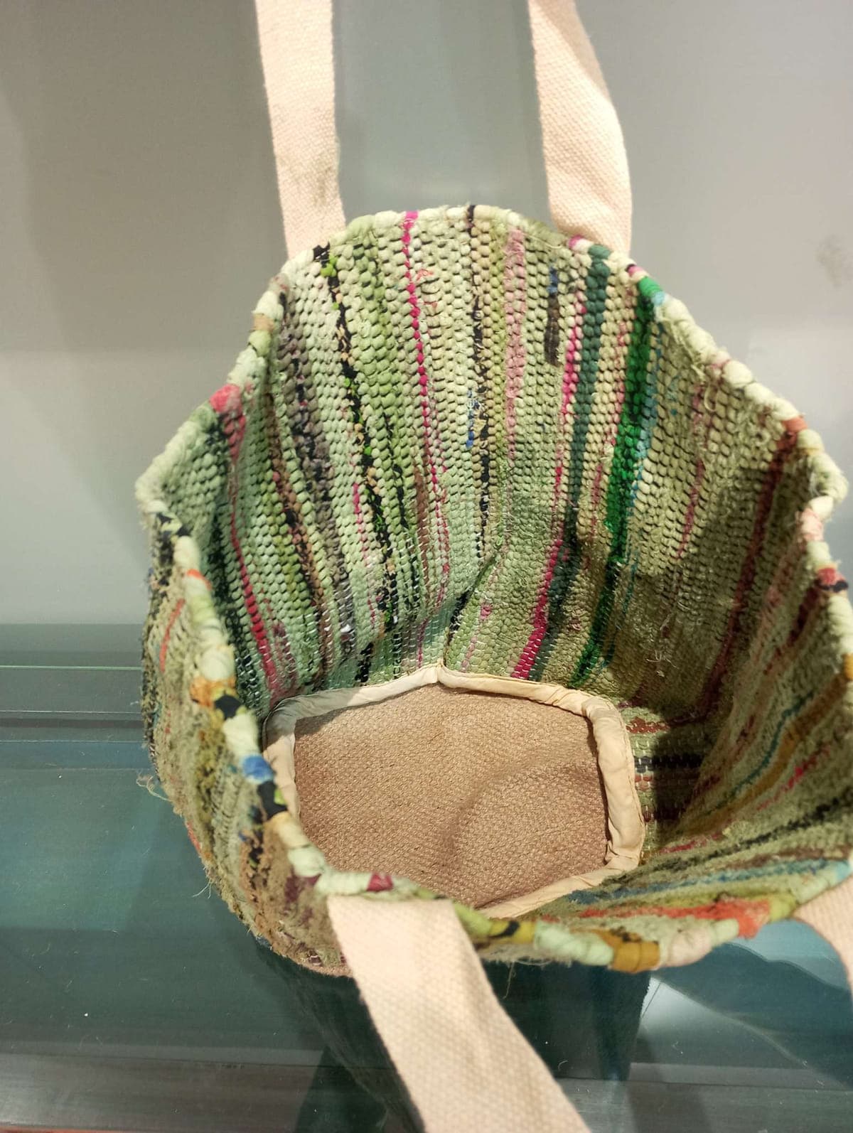 Multi Green Cotton Beach Bag