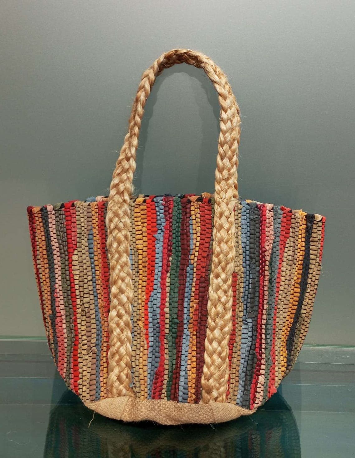 Multi Color Leather Beach Bag