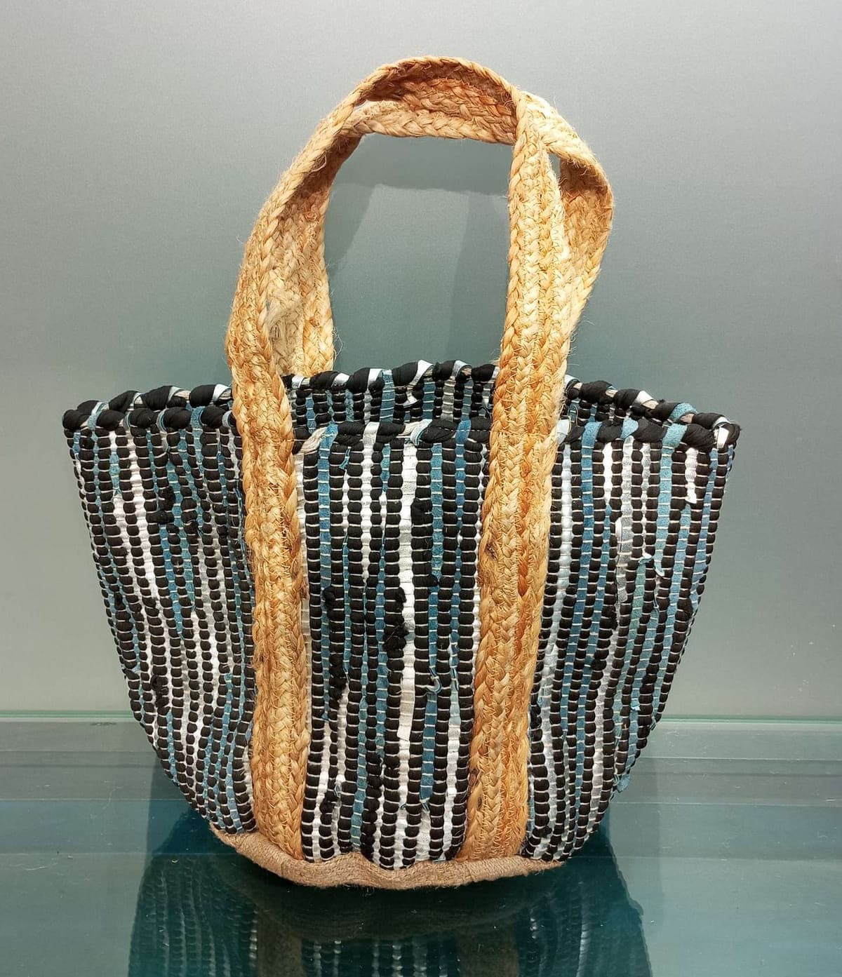 Black Silver Leather Beach Bag