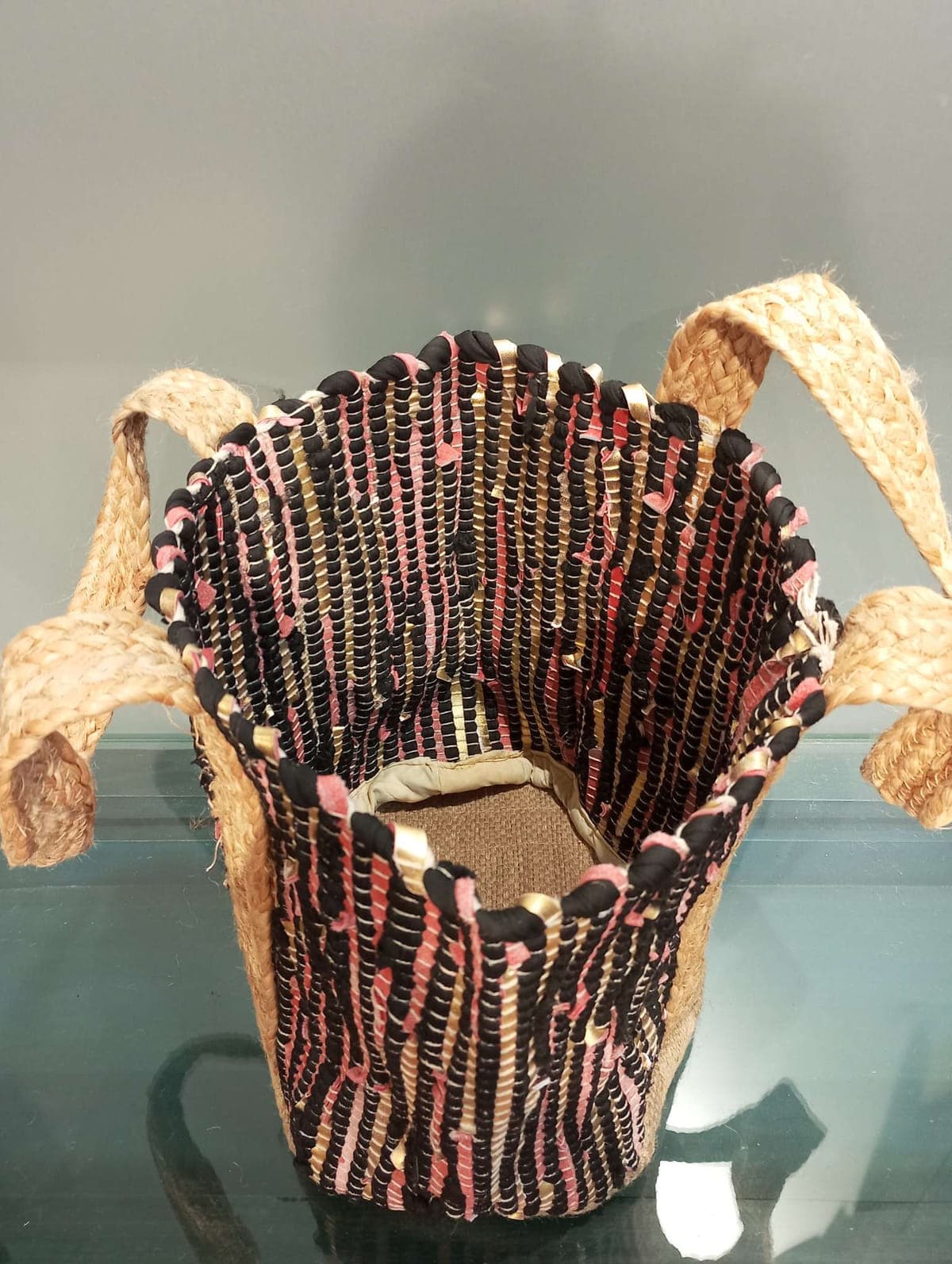 Red Black Leather Beach Bag