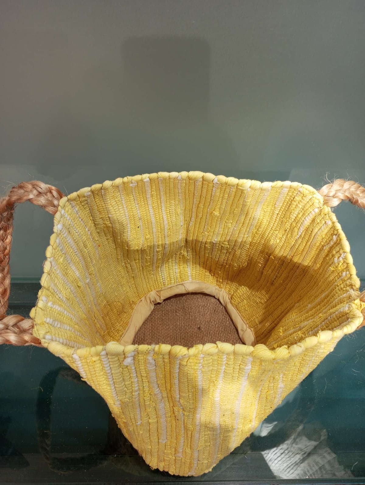 Lemon White Cotton Jute Beach Bag