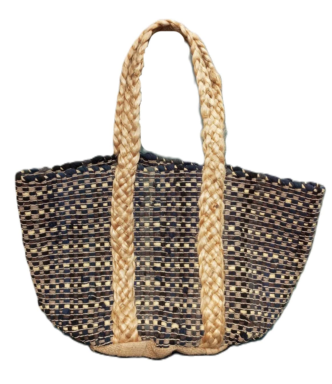 Black Natural Color Beach Bag