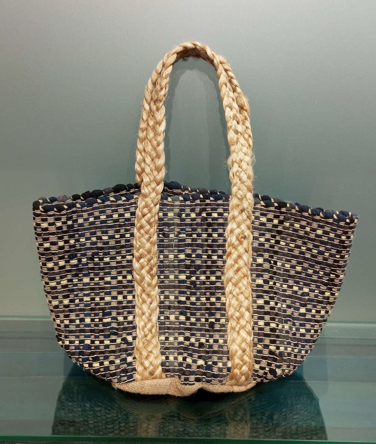 Black Natural Color Beach Bag