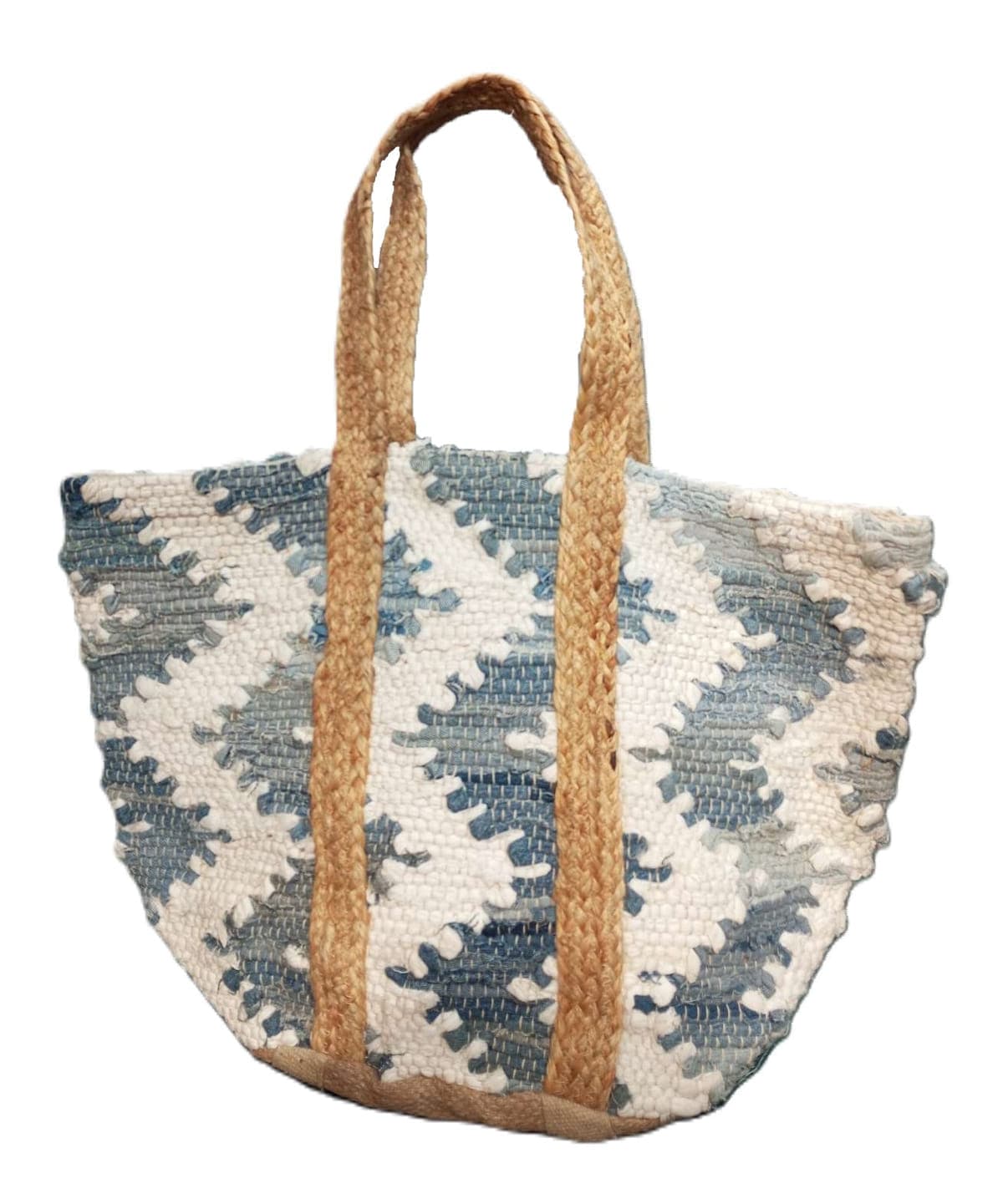 Denim Zigzag Designer Beach Bag