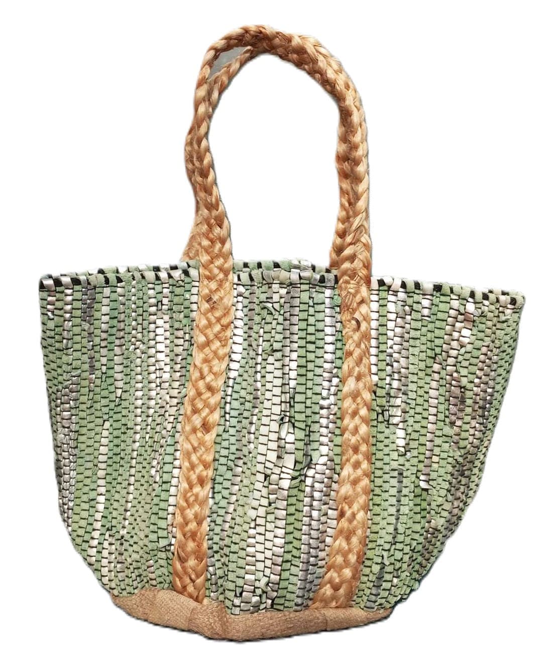 Sage Green Leather Beach Bag