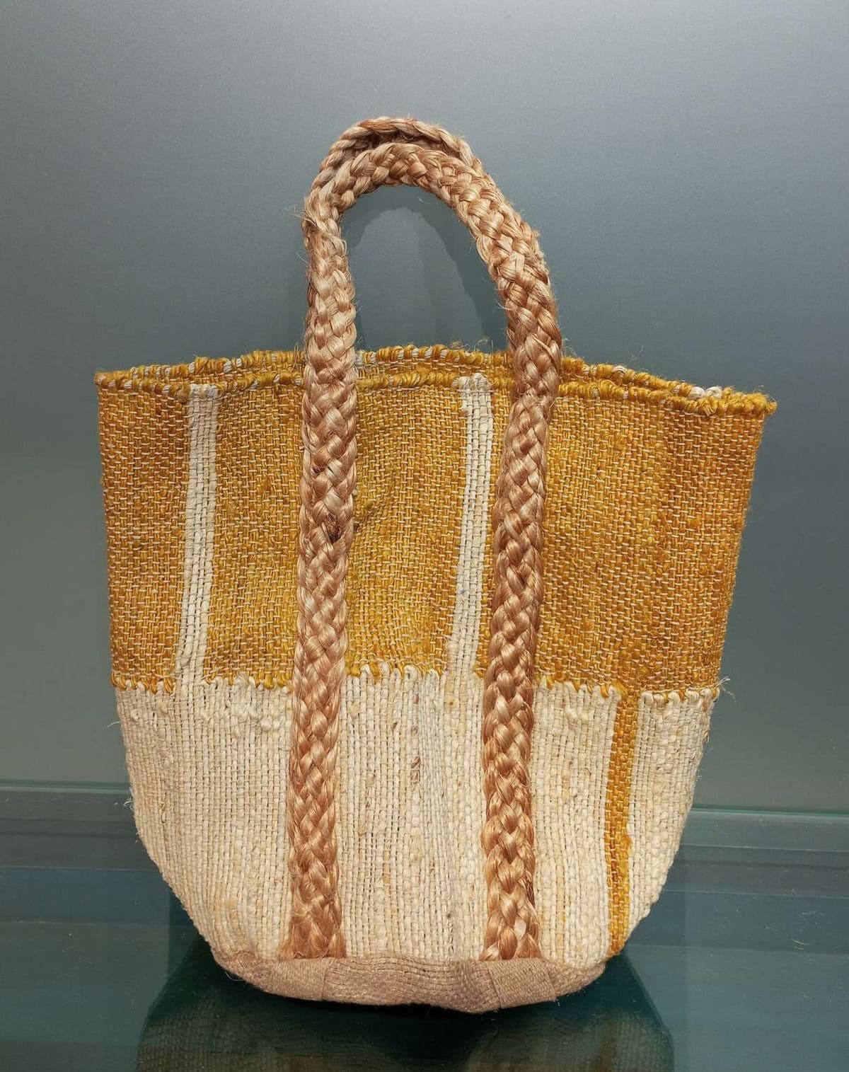 Mustard Beige Jute Beach Bag