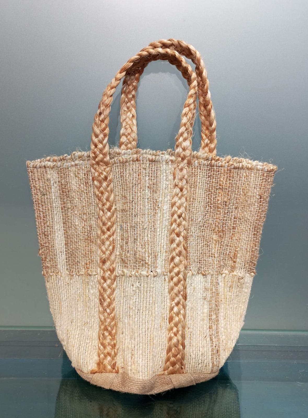 Natural Beige Jute Beach Bag