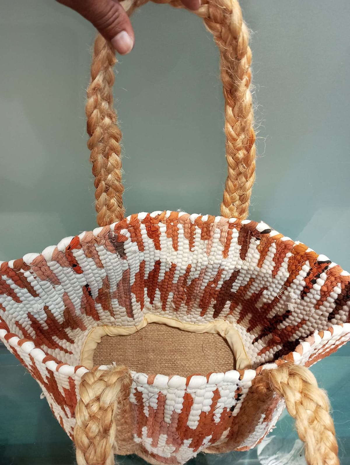 Unique Brown White Cotton Beach Bag
