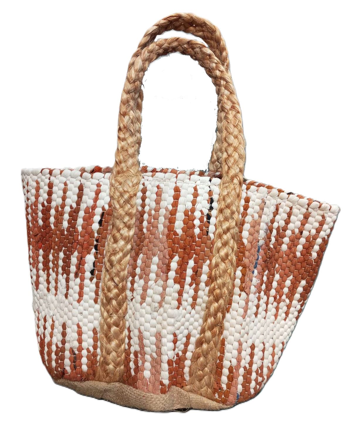 Unique Brown White Cotton Beach Bag