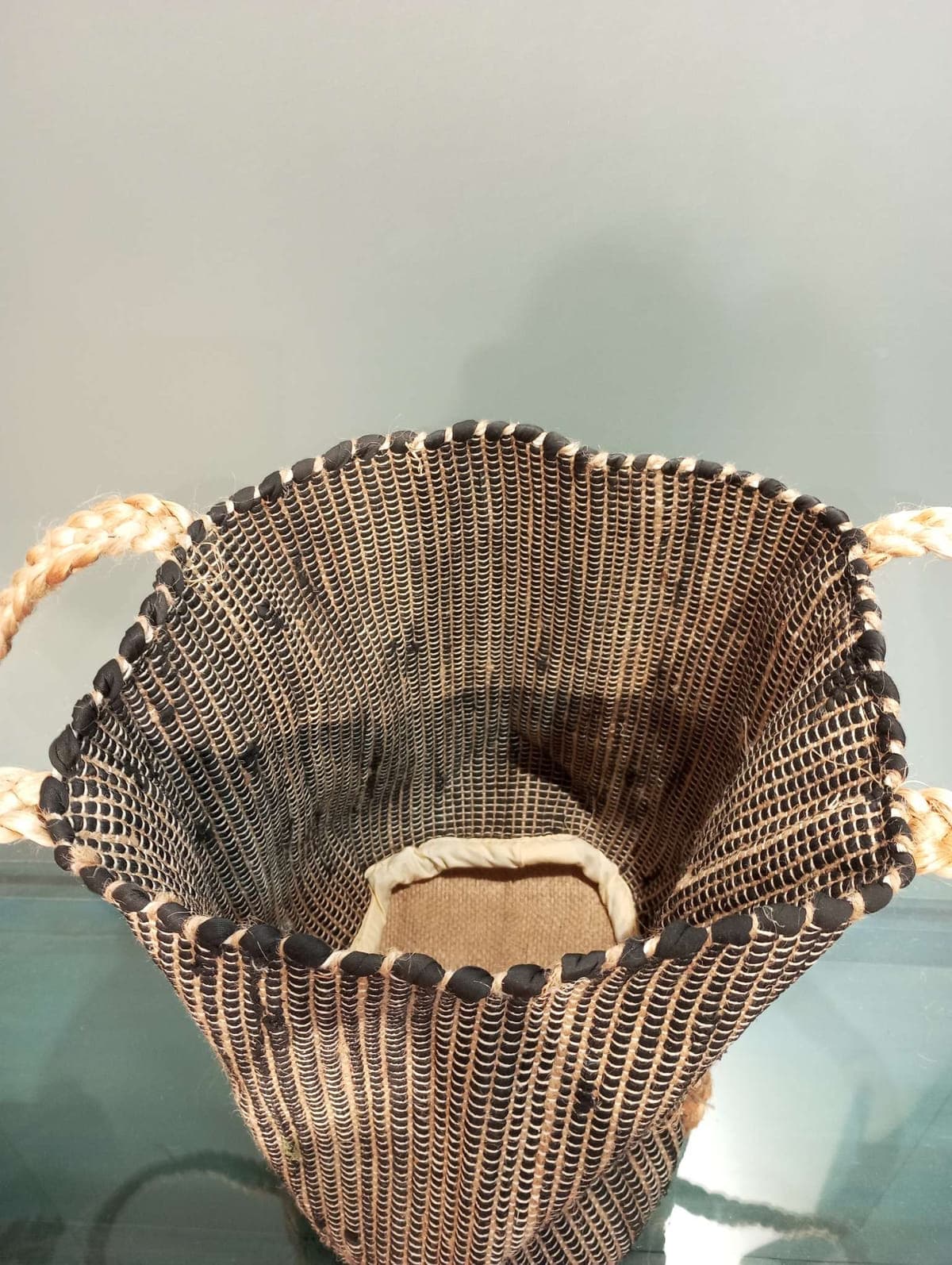 Natural Black Cotton Jute Beach Bag