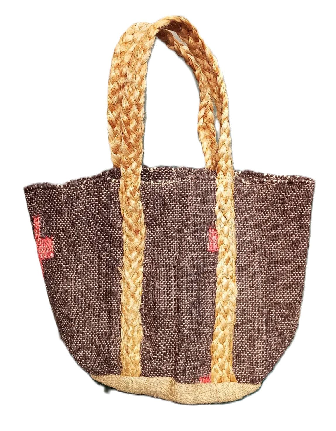 Black Red Marked Jute Beach Bag