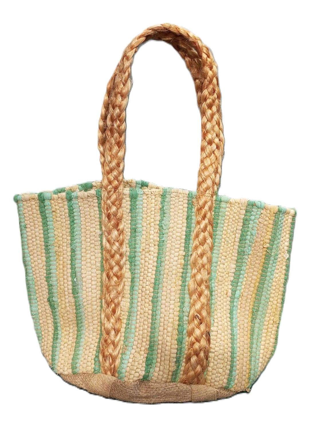 Lime Green Stripe Beach Bag