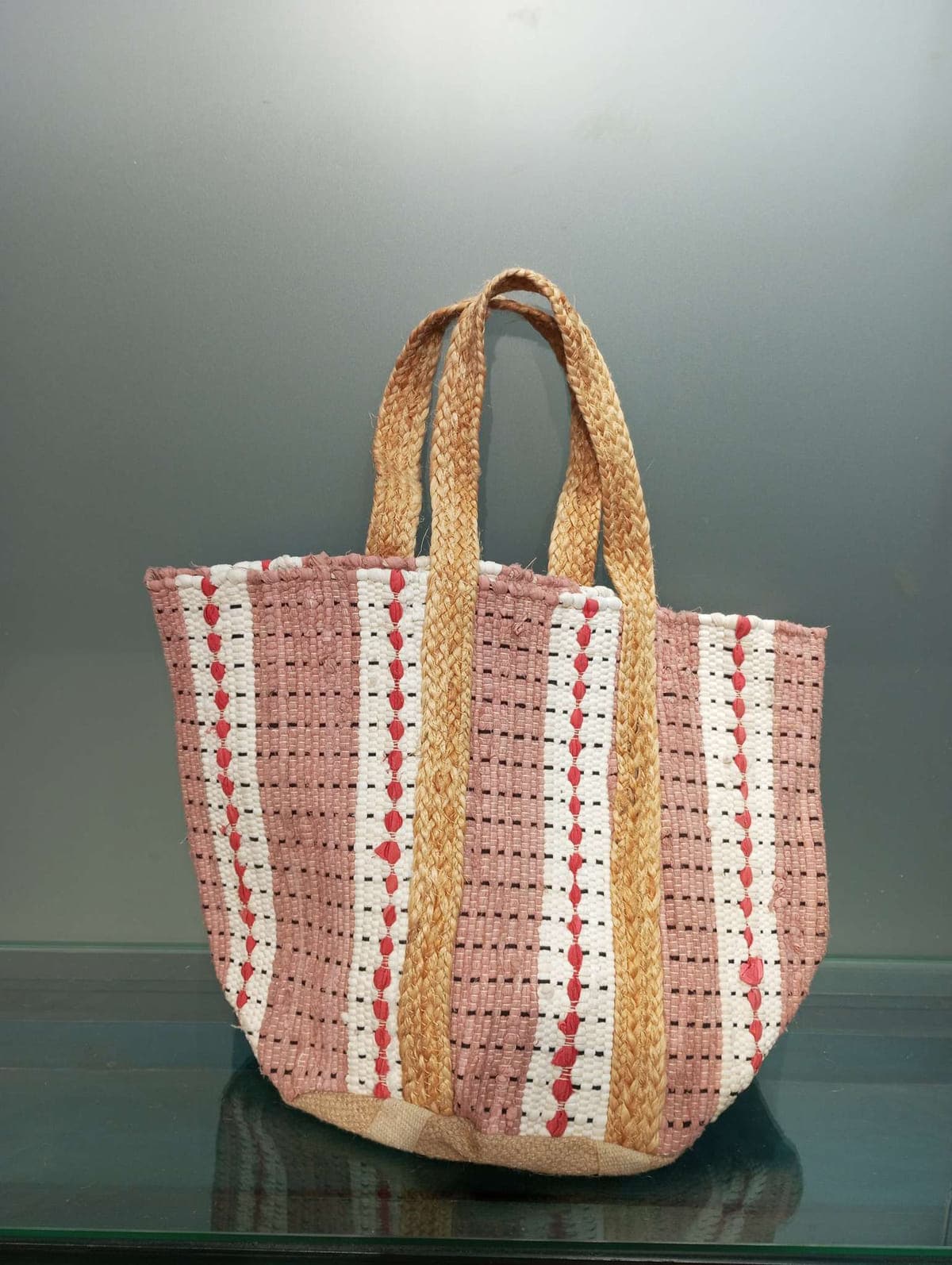 Pastel White Cotton Beach Bag