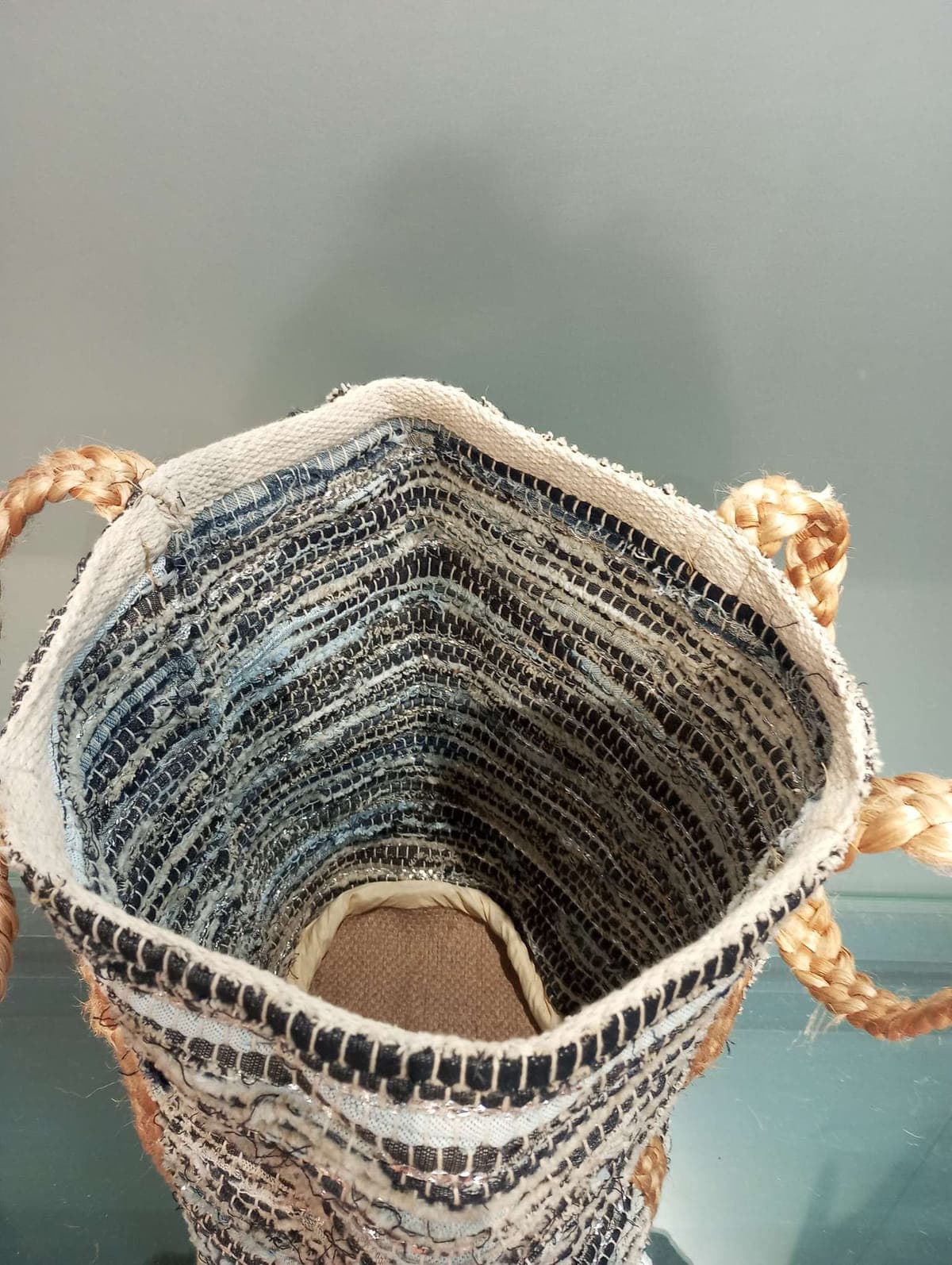 Denim Multi Cotton Chindi Beach Bag
