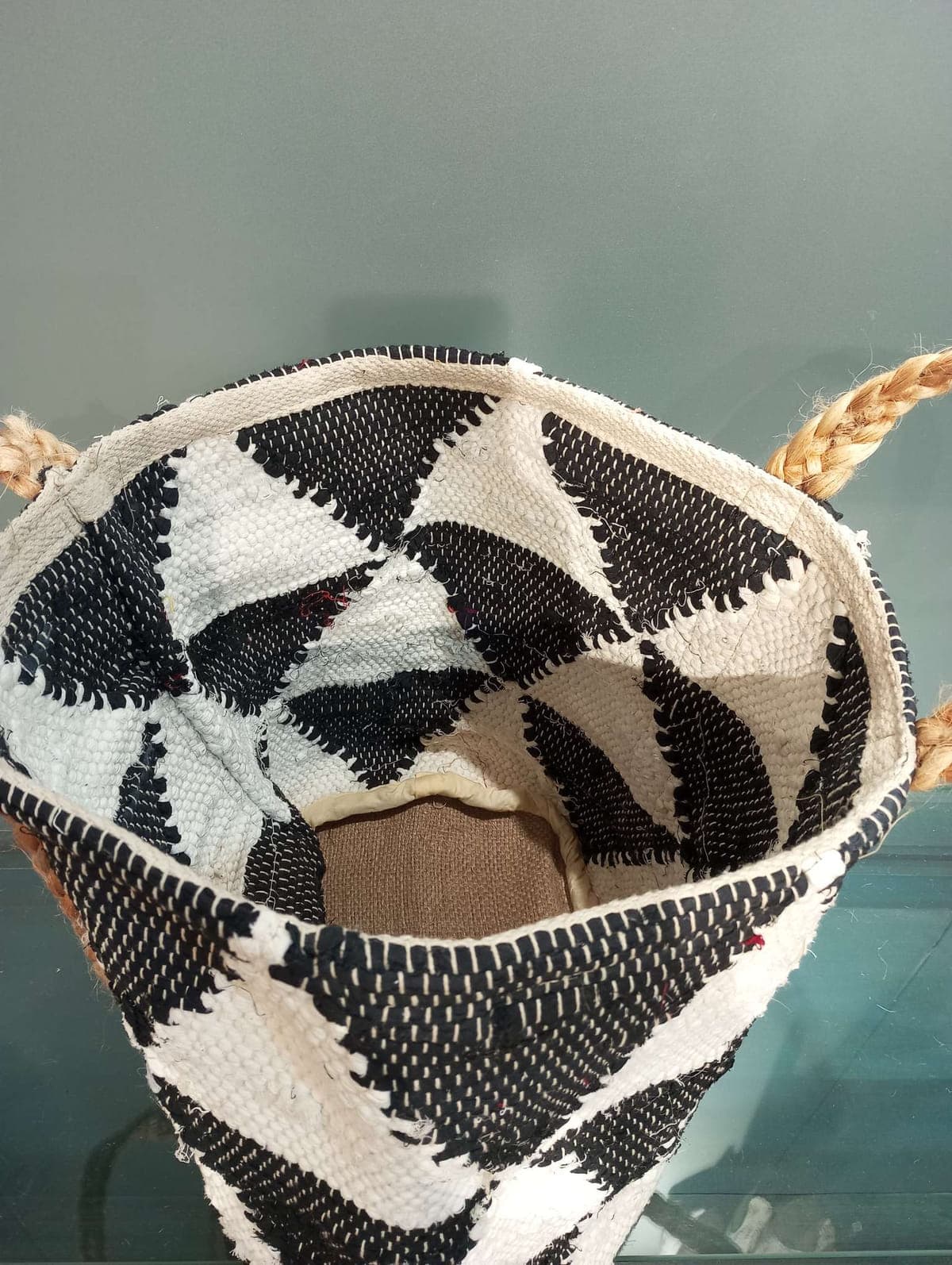 Triangle Black White Cotton Beach Bag