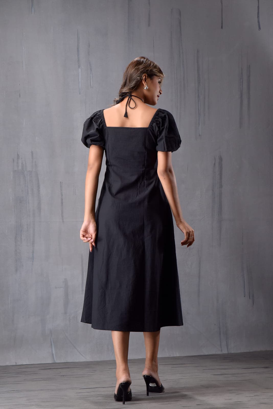 Neck Tieup Side Slit Dress