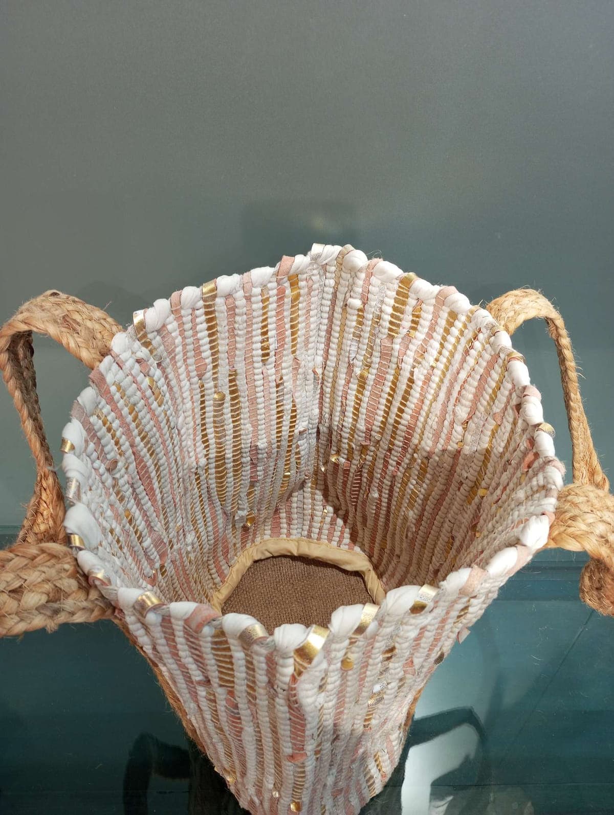 Peach Gold Cotton Beach Bag
