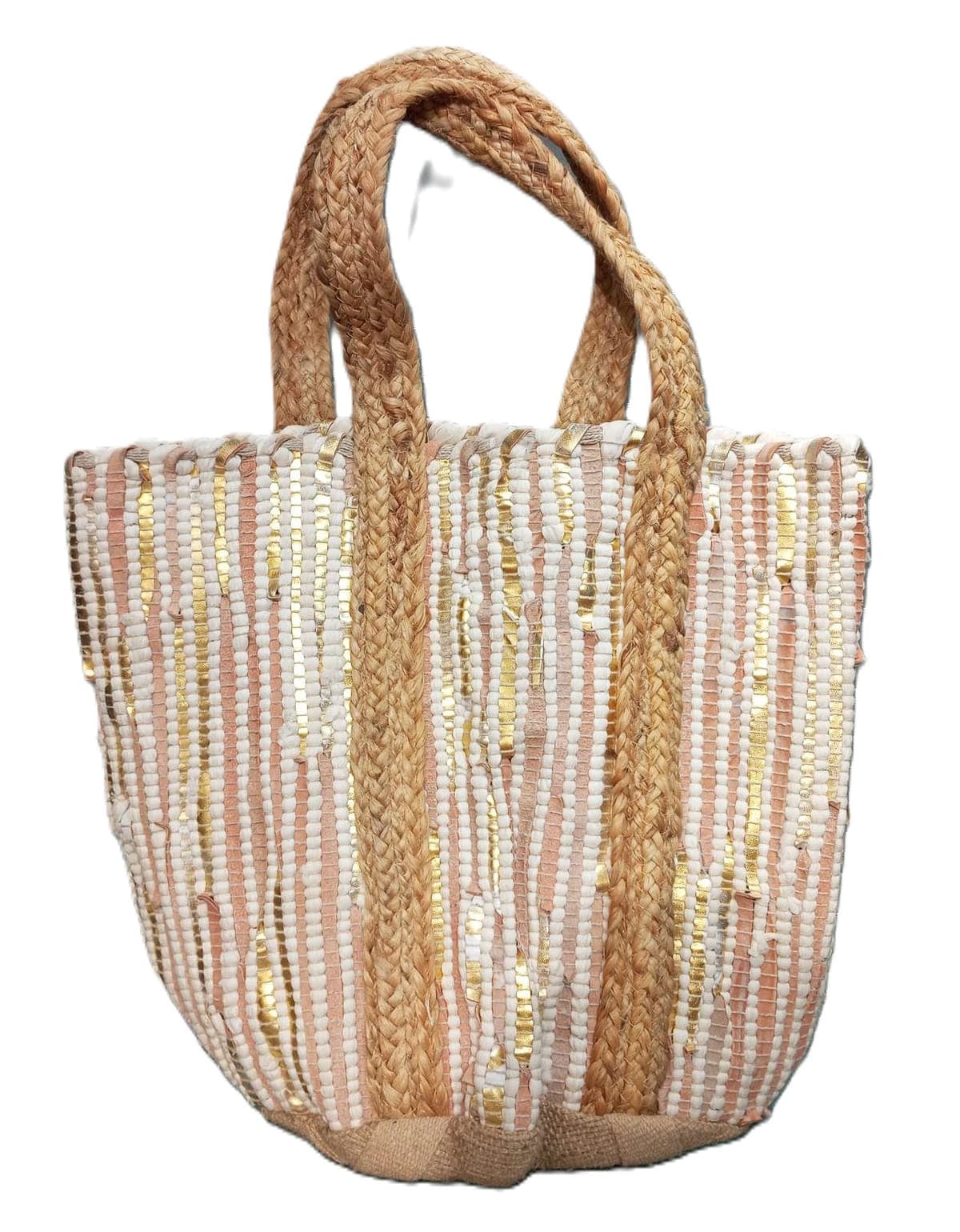 Peach Gold Cotton Beach Bag