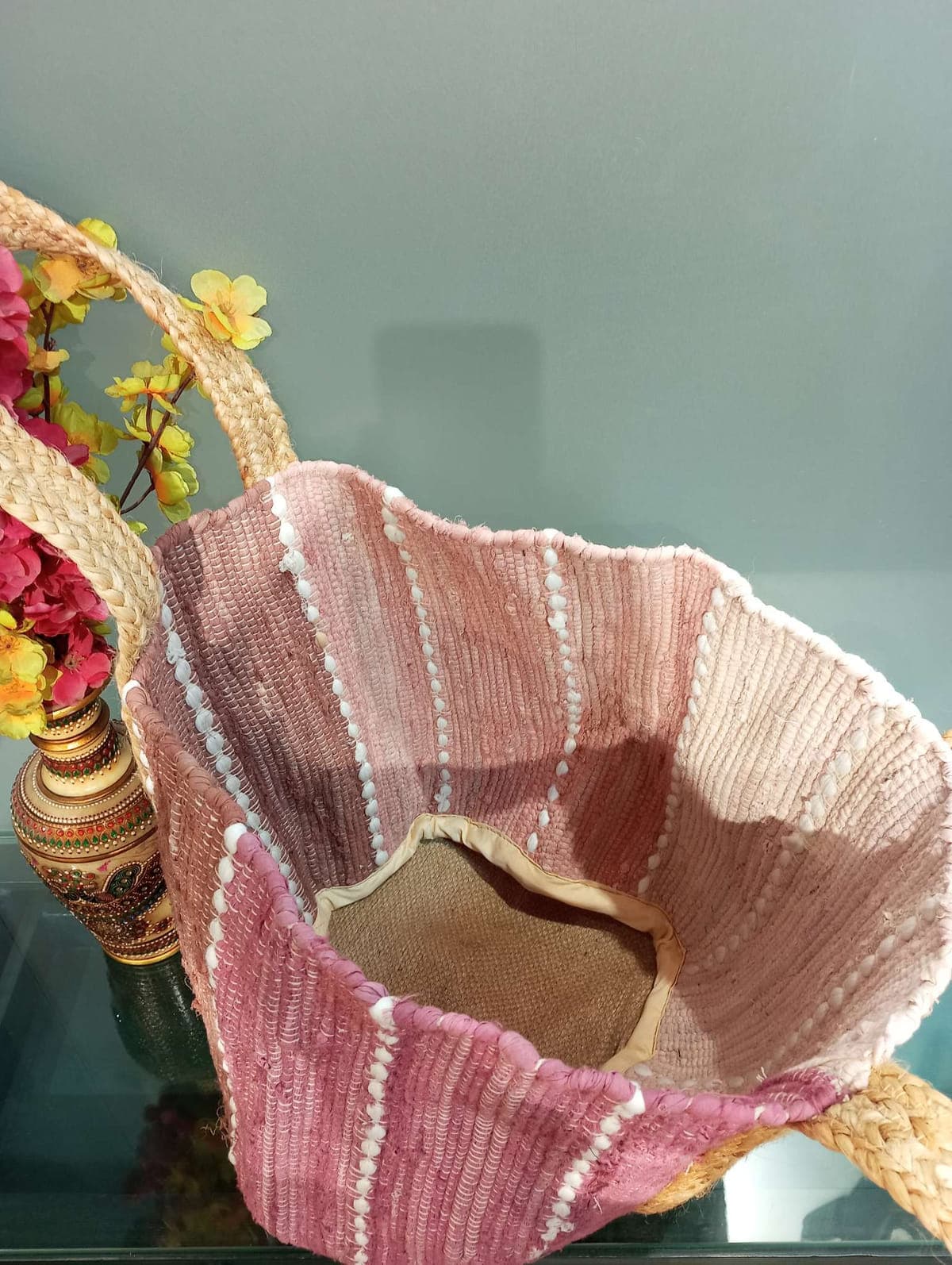 Multi Rose Cotton Beach Bag