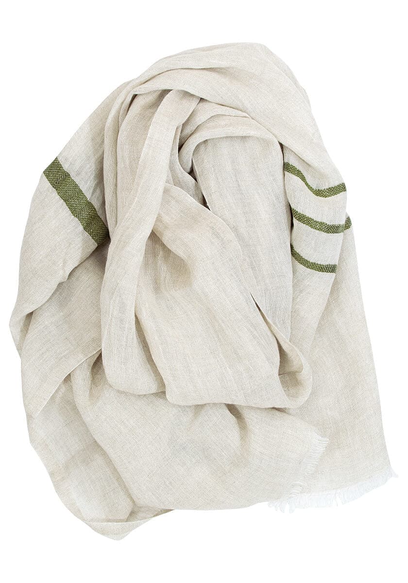 LINEN SCARF WITH FRESH STRIPES 2 SIZES AND SEVERAL COLORS