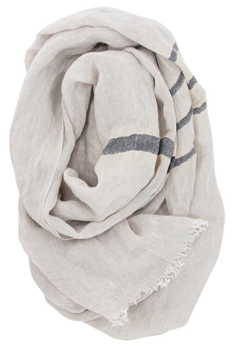 LINEN SCARF WITH FRESH STRIPES 2 SIZES AND SEVERAL COLORS