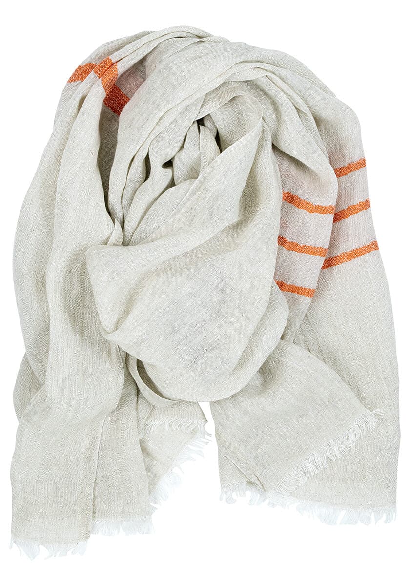 LINEN SCARF WITH FRESH STRIPES 2 SIZES AND SEVERAL COLORS