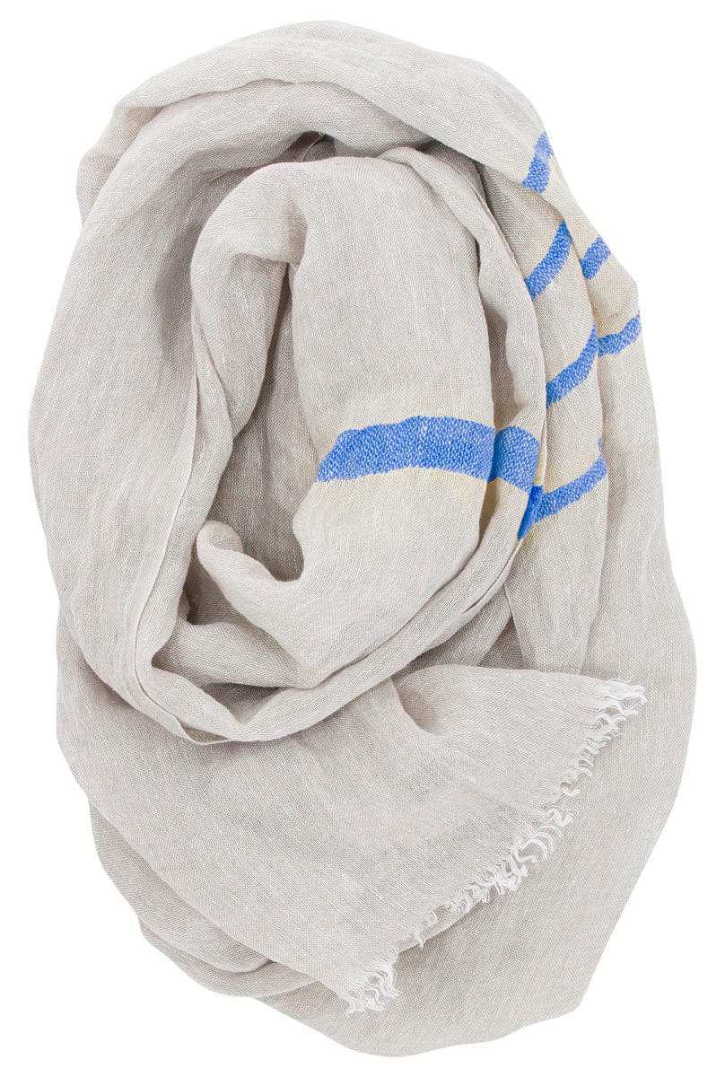 LINEN SCARF WITH FRESH STRIPES 2 SIZES AND SEVERAL COLORS