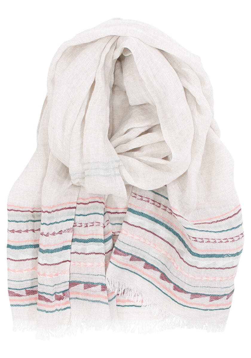 JACQUARD WOVEN LINEN STRIPE SCARF 2 SIZES AND SEVERAL COLORS