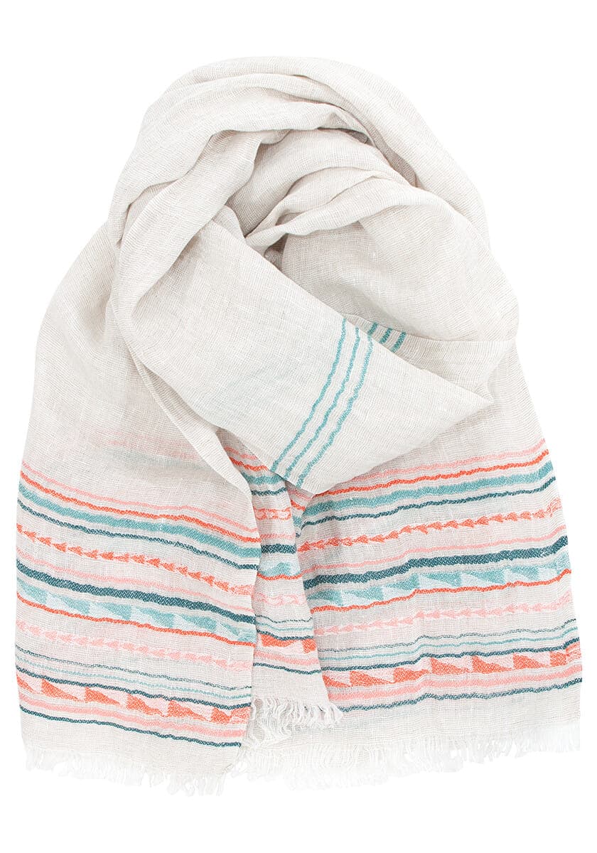 JACQUARD WOVEN LINEN STRIPE SCARF 2 SIZES AND SEVERAL COLORS